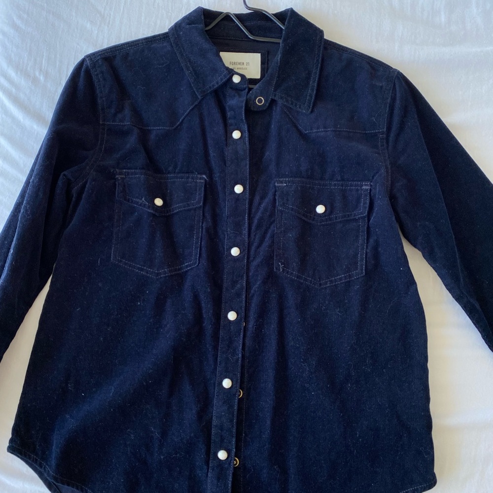 Blue corduroy button down shirt